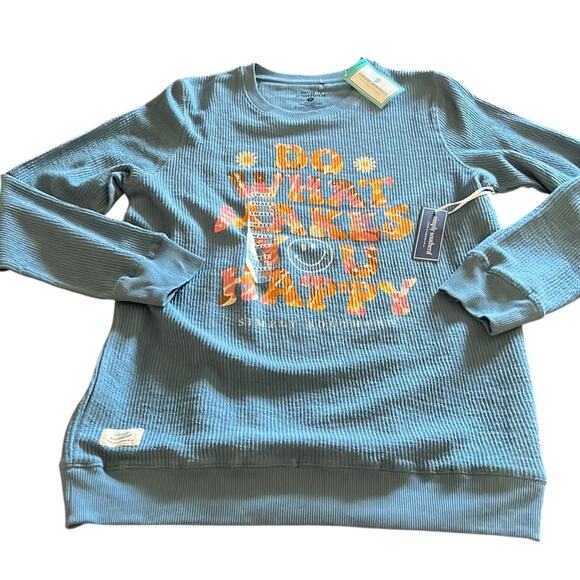 Simply Southern NWT Oversized Blue Knit Tunic Top Woman Size Small Waffle Knit - Picture 4 of 8